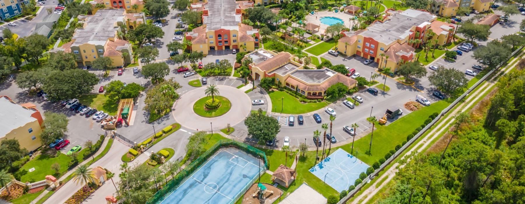 aerial view of a resort